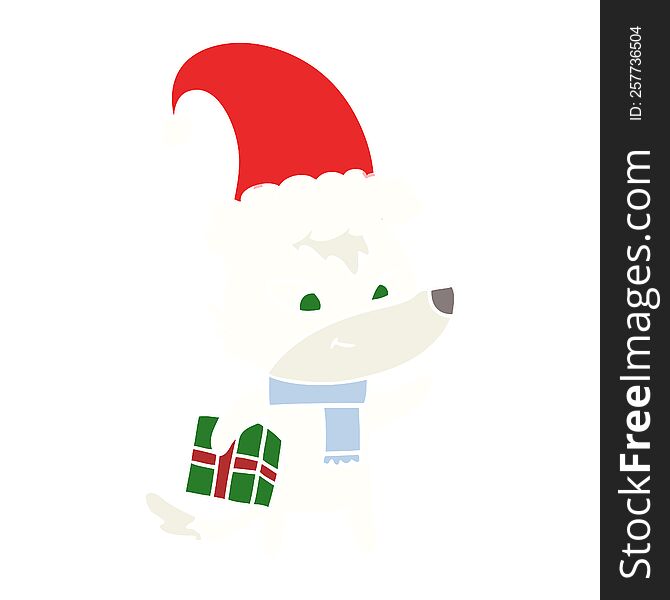 Friendly Flat Color Style Cartoon Christmas Wolf