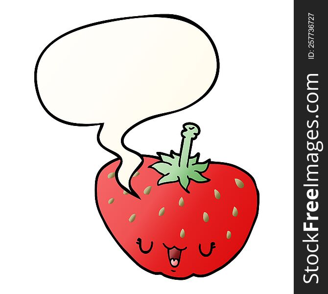 Cartoon Strawberry And Speech Bubble In Smooth Gradient Style