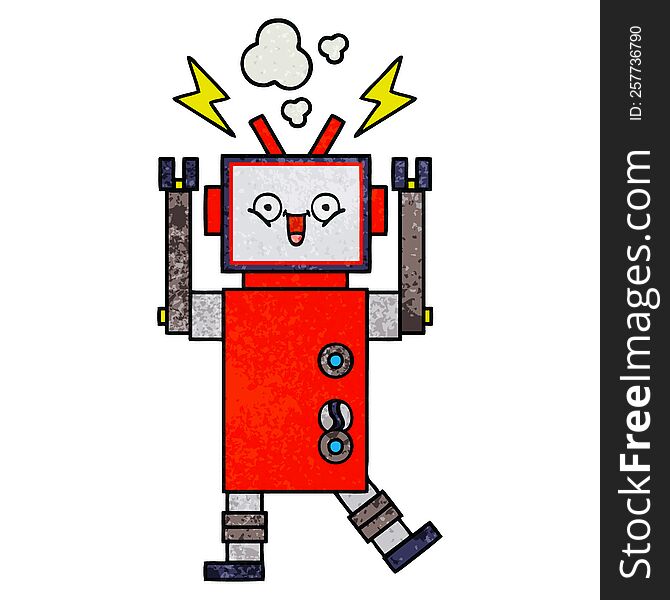 Retro Grunge Texture Cartoon Robot