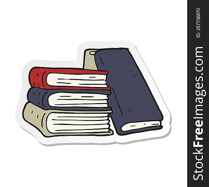 sticker of a cartoon stack of books