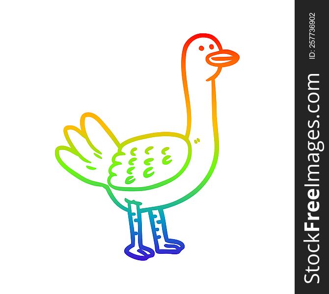 rainbow gradient line drawing of a Cartoon bird