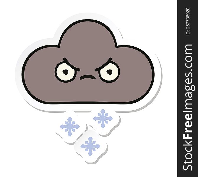 Sticker Of A Cute Cartoon Storm Snow Cloud