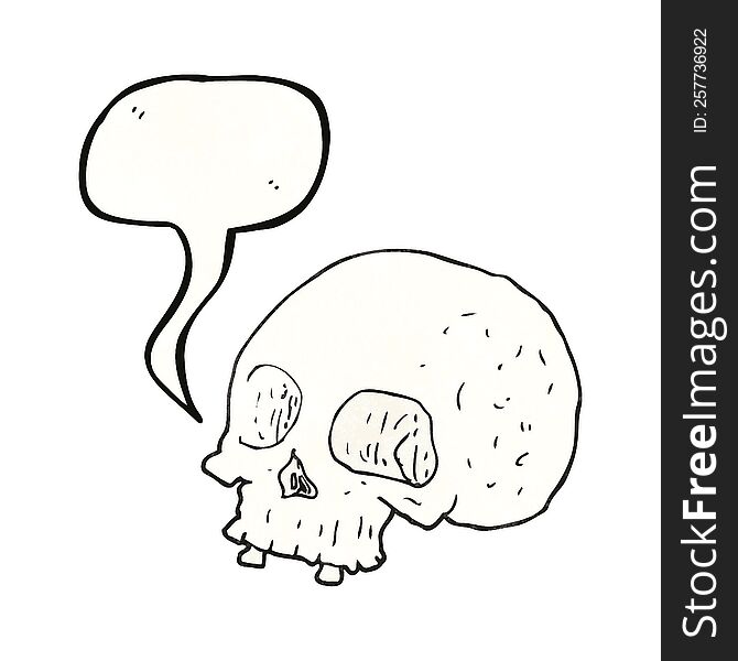 Speech Bubble Textured Cartoon Old Skull