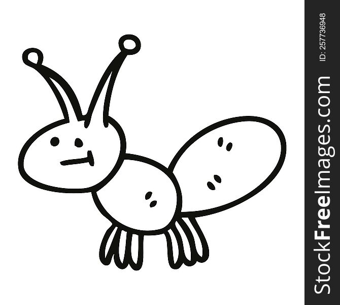 Quirky Line Drawing Cartoon Light Bug