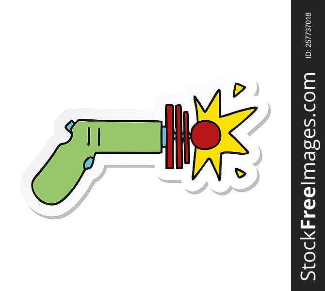 sticker of a quirky hand drawn cartoon laser gun