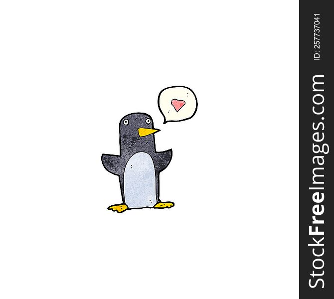 Funny Cartoon Penguin With Speech Bubble