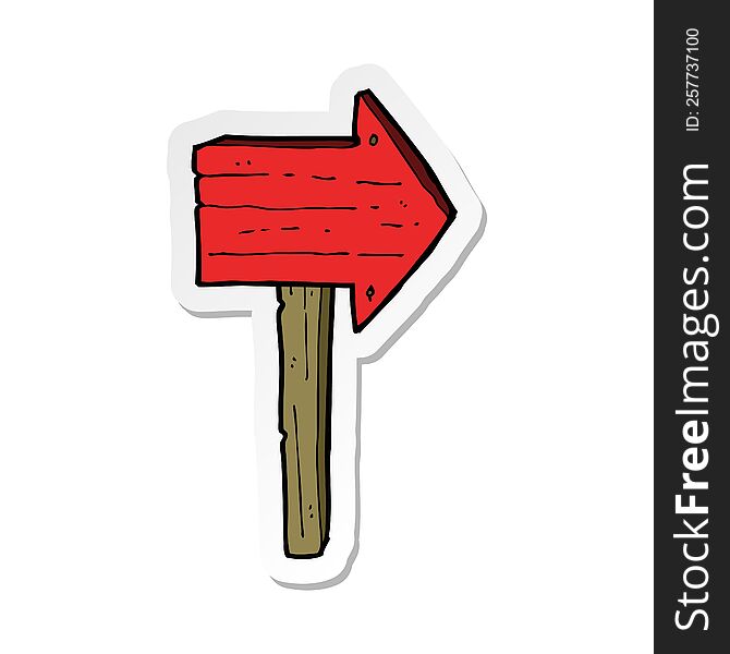 Sticker Of A Cartoon Sign Post