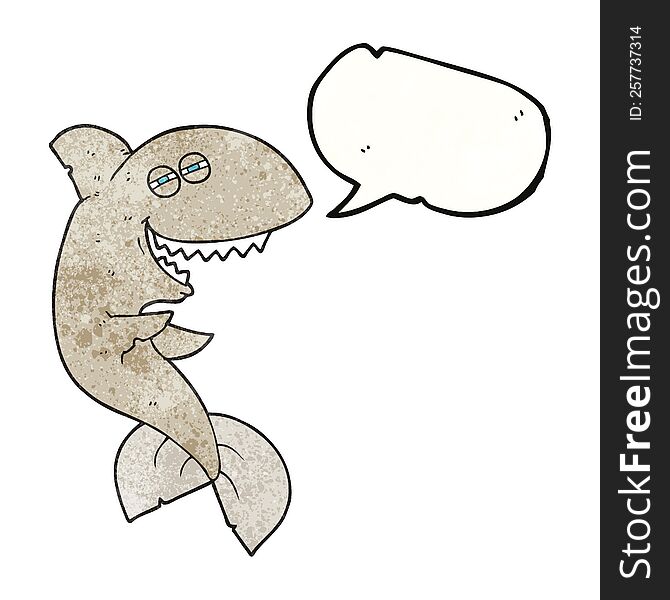 freehand speech bubble textured cartoon laughing shark