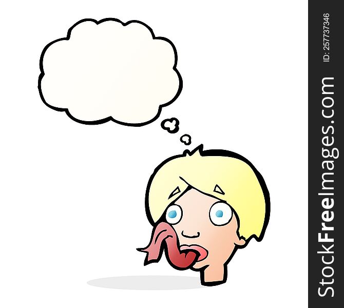 Cartoon Head Sticking Out Tongue With Thought Bubble