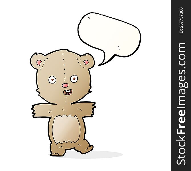 Cartoon Dancing Teddy Bear With Speech Bubble