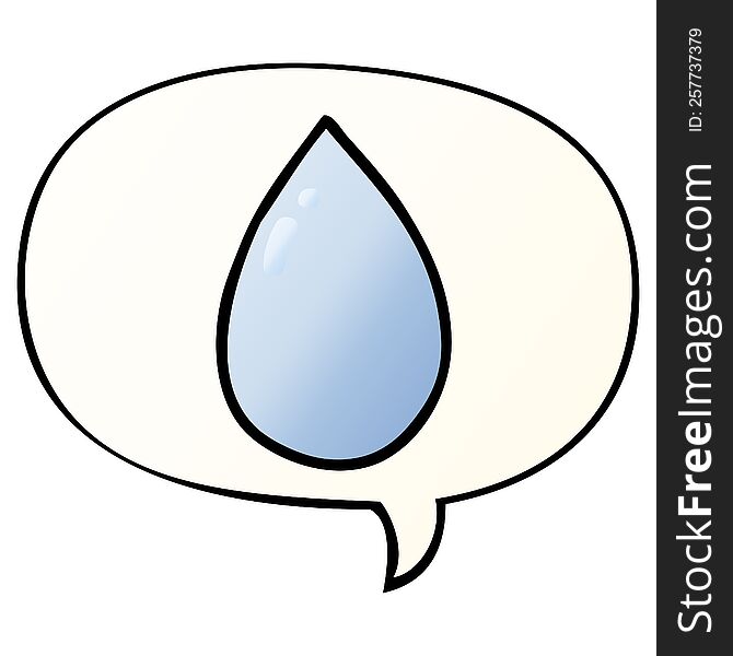 cartoon water droplet with speech bubble in smooth gradient style