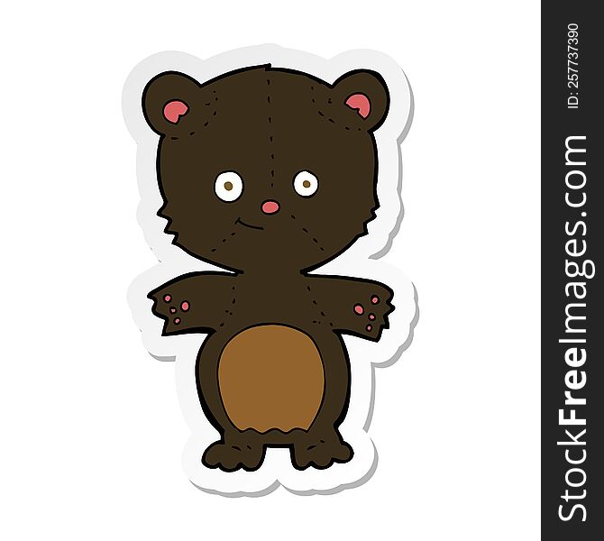Sticker Of A Cartoon Happy Black Bear