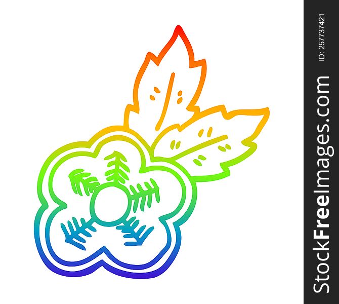 Rainbow Gradient Line Drawing Cartoon Rose Tattoo Symbol