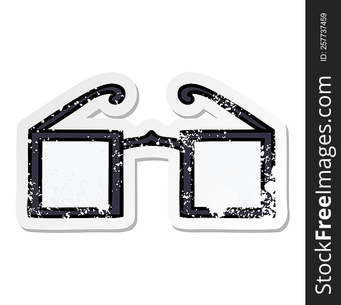 distressed sticker of a cute cartoon square glasses