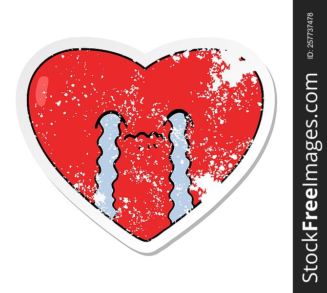 distressed sticker of a cartoon love sick heart