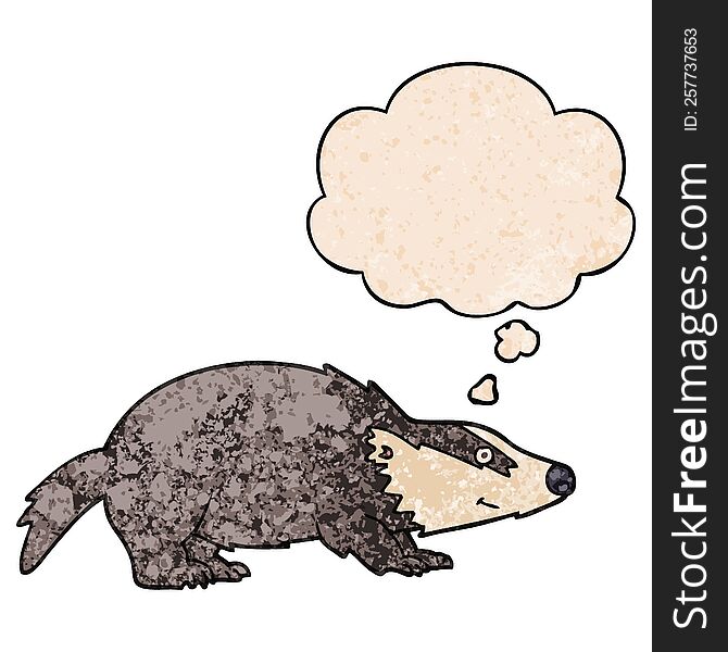 cartoon badger with thought bubble in grunge texture style. cartoon badger with thought bubble in grunge texture style