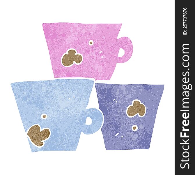 Retro Cartoon Stack Of Coffee Cups