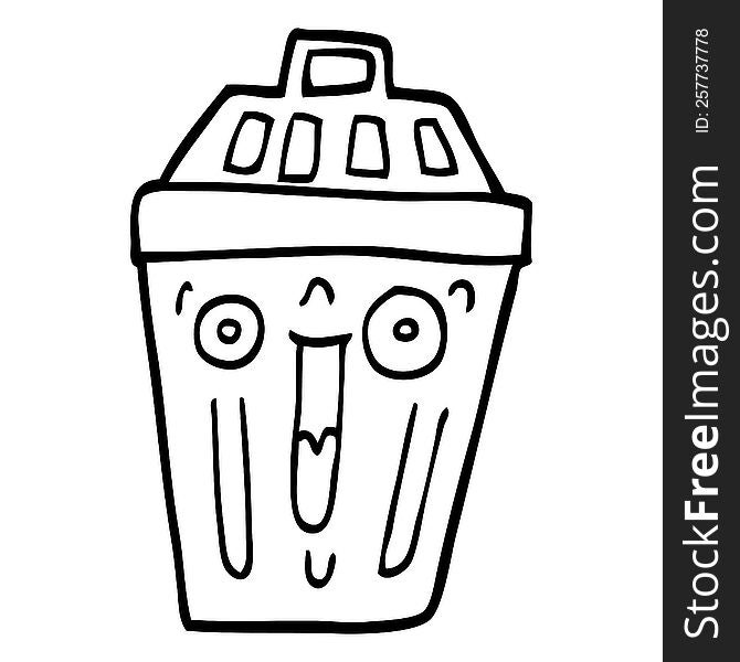 line drawing cartoon waste bin