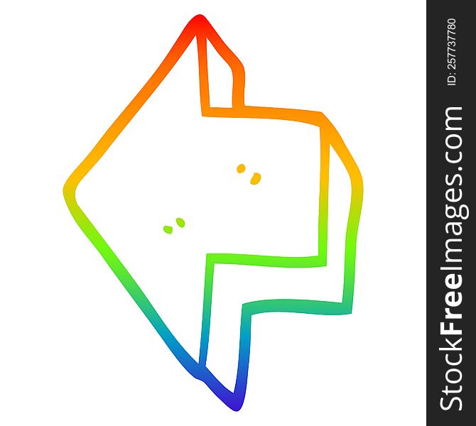 rainbow gradient line drawing of a cartoon pointing arrow