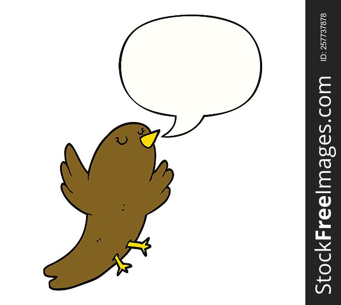 Cartoon Bird And Speech Bubble