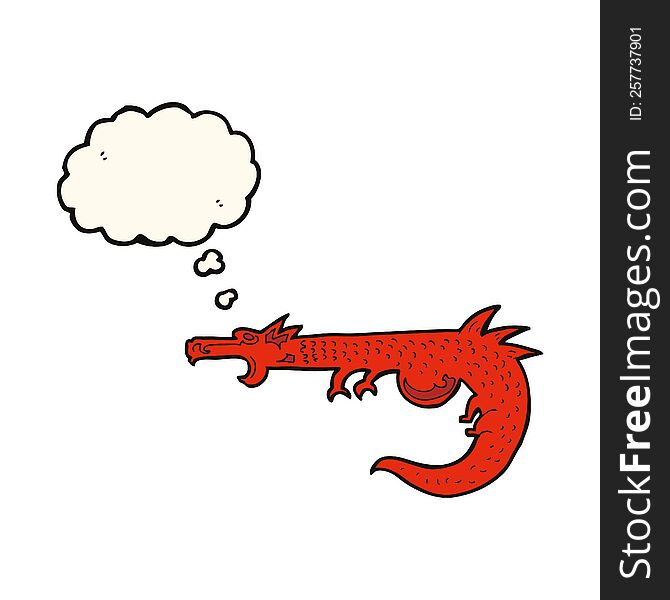 Cartoon Medieval Dragon With Thought Bubble