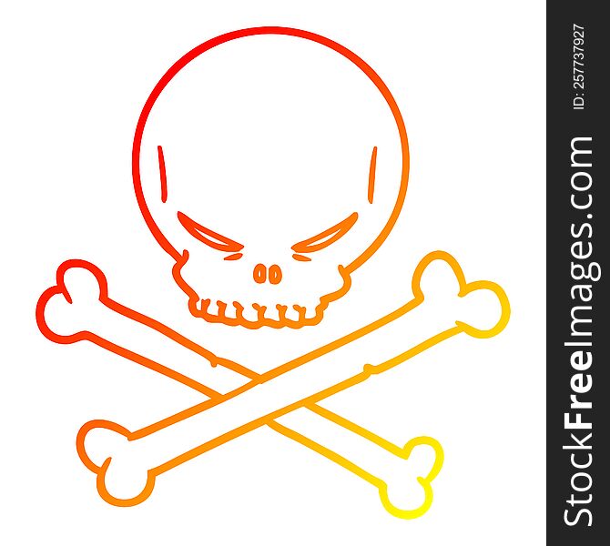 Warm Gradient Line Drawing Cartoon Skull And Crossbones