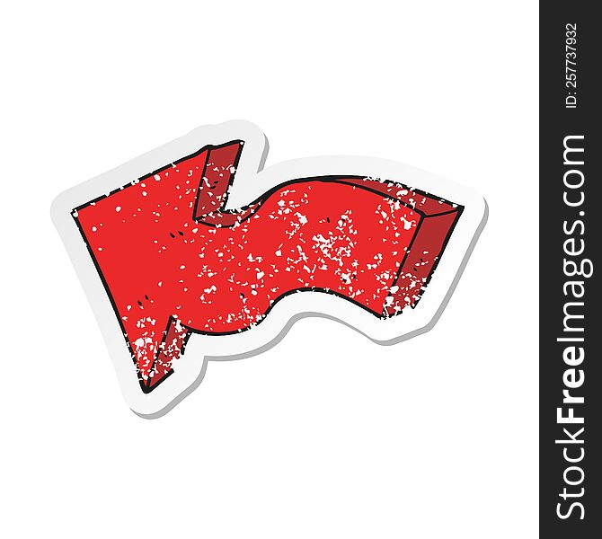 Retro Distressed Sticker Of A Cartoon Pointing Arrow