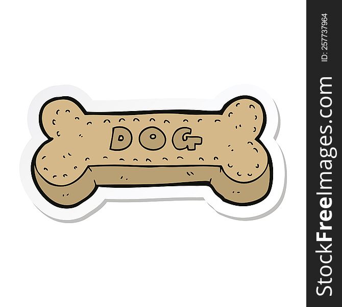 sticker of a cartoon dog biscuit