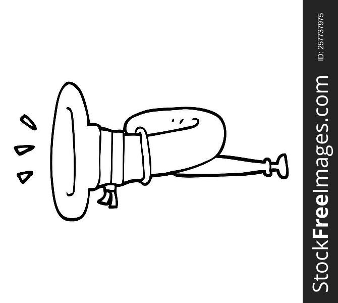 line drawing cartoon curled horn instrument