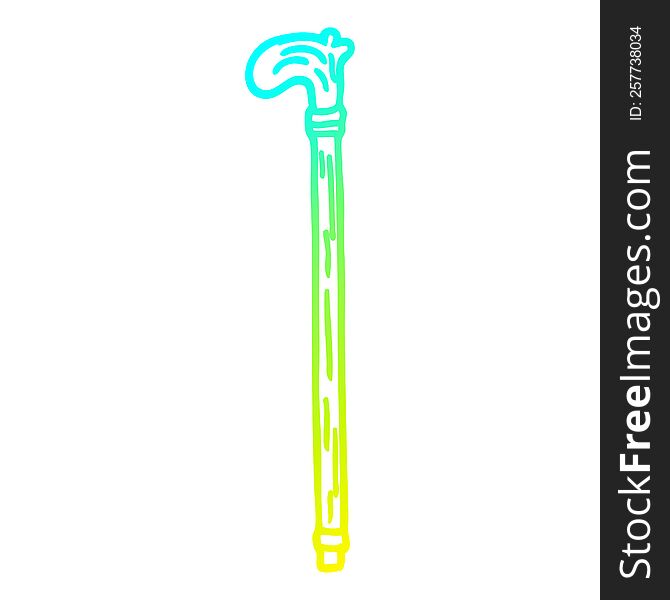 Cold Gradient Line Drawing Cartoon Walking Stick