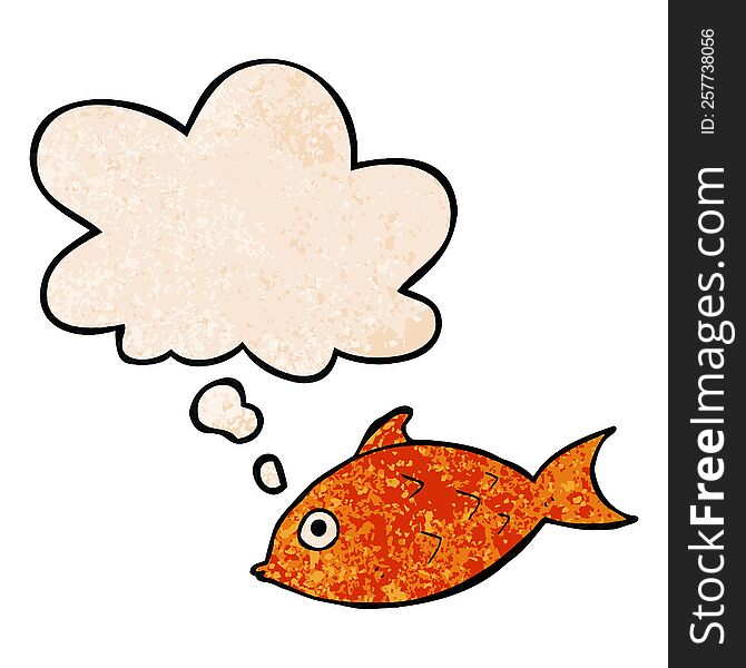 cartoon fish with thought bubble in grunge texture style. cartoon fish with thought bubble in grunge texture style