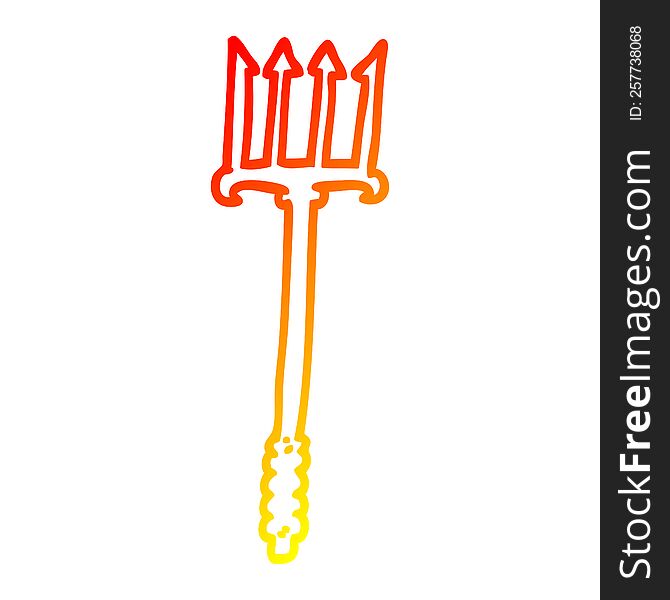 warm gradient line drawing of a cartoon trident