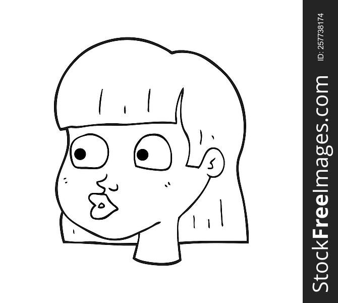 black and white cartoon female face