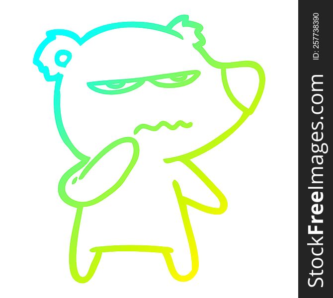 Cold Gradient Line Drawing Angry Bear Polar Cartoon