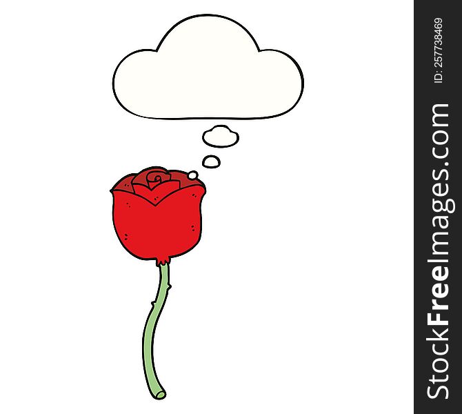 Cartoon Rose And Thought Bubble