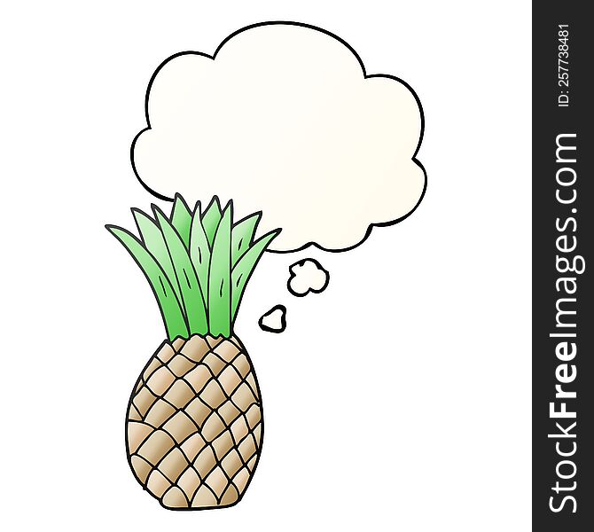 Cartoon Pineapple And Thought Bubble In Smooth Gradient Style