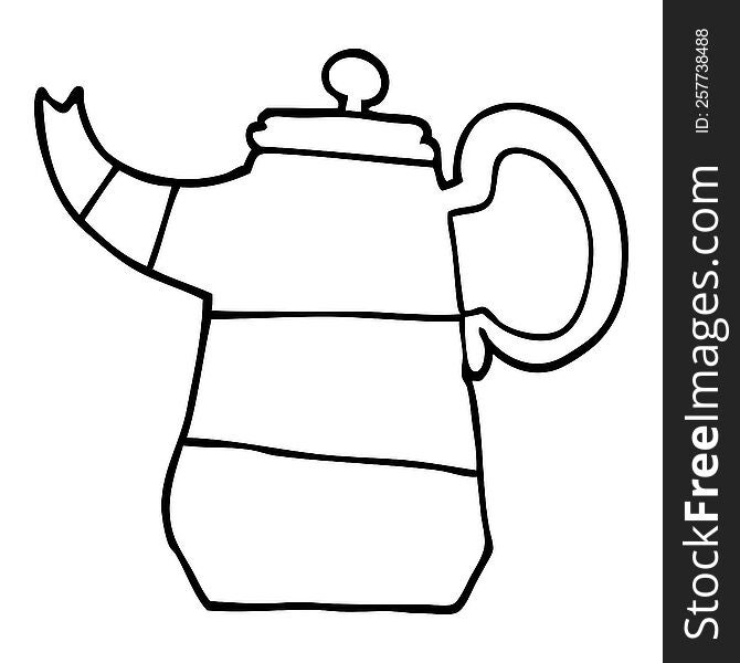 line drawing cartoon coffee pot