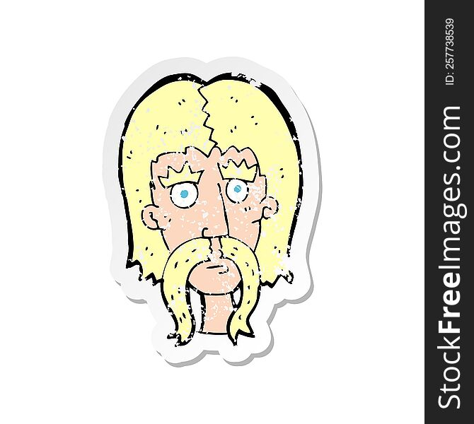 retro distressed sticker of a cartoon man with long mustache