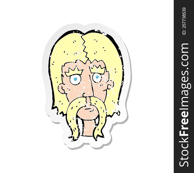 Retro Distressed Sticker Of A Cartoon Man With Long Mustache