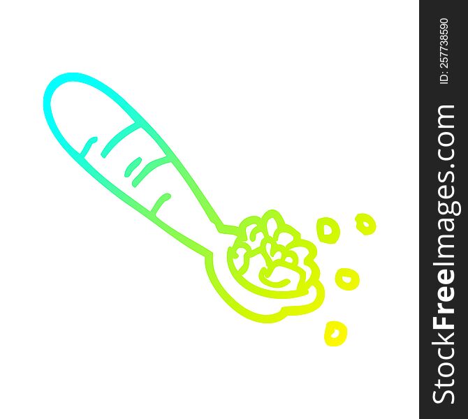 cold gradient line drawing cartoon spoon of mash potato