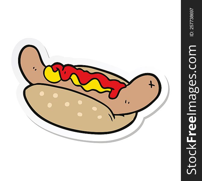 sticker of a cartoon hot dog