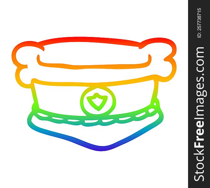 rainbow gradient line drawing of a cartoon fire chiefs hat