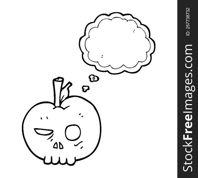 freehand drawn thought bubble cartoon poison apple