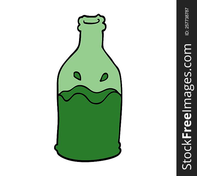 cartoon doodle green bottle