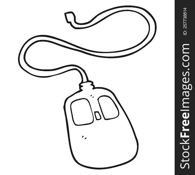 freehand drawn black and white cartoon computer mouse