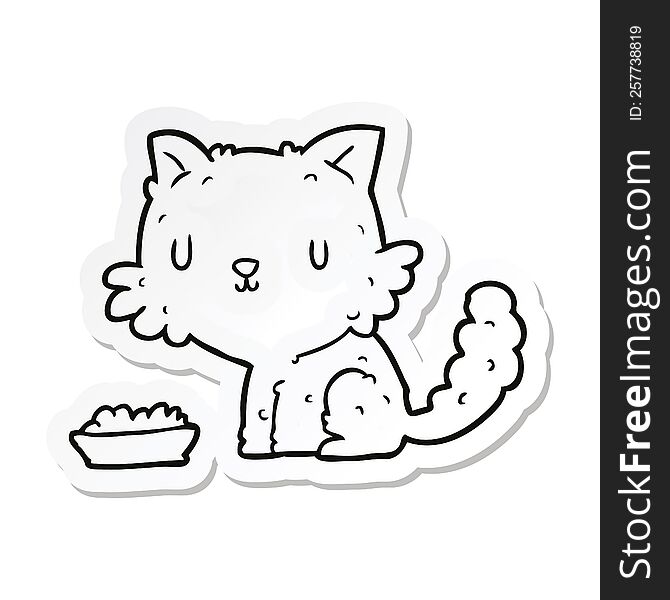 Sticker Of A Cartoon Cat And Food