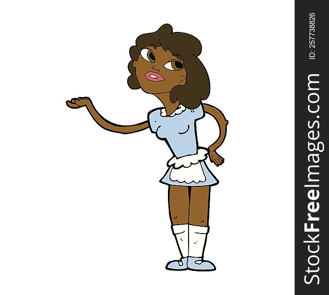 Cartoon Waitress Serving