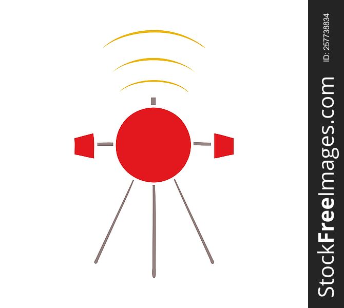 flat color retro cartoon satellite