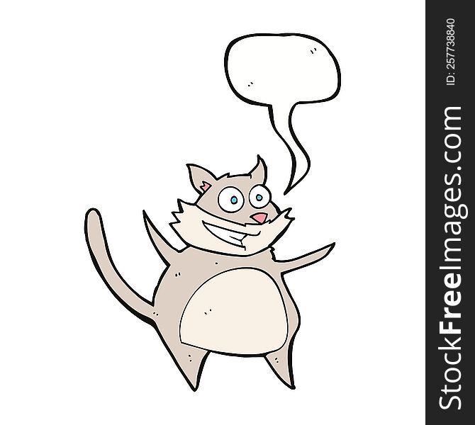 Funny Cartoon Cat With Speech Bubble
