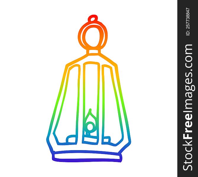 Rainbow Gradient Line Drawing Cartoon Lantern